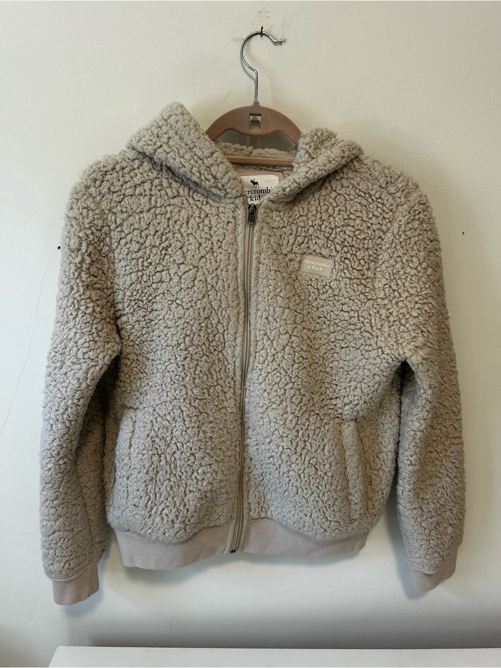 abercrombie kids Plush Sherpa Zip Hoodie - Beige